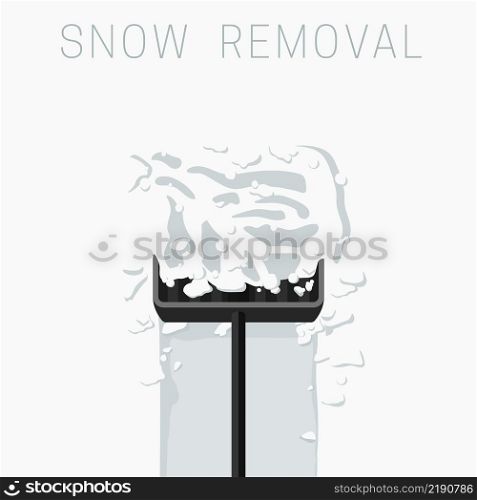 Snow removal with a shovel. Clearing garden paths after snowfall.. Snow removal with a shovel after snowfall.