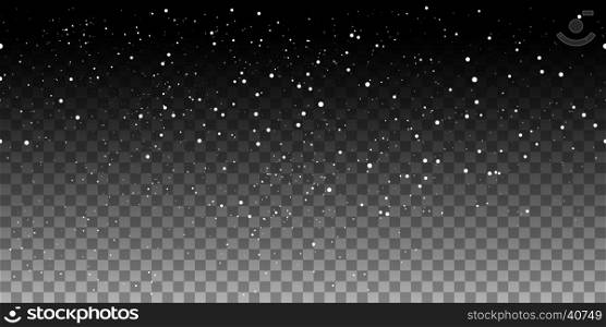 Snow seamless pattern on transparent background. Snow horizontal seamless pattern on transparent background. Vector illustration