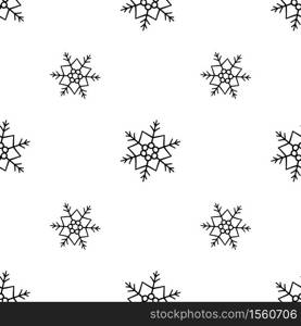 Snow seamless pattern. Winter snowflakes texture. Vector black and white illustration in doodle style on white background. Snow seamless pattern. Winter snowflakes texture. Vector