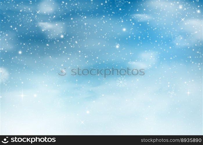 Snow sky with snowflakes. Winter season. Christmas falling cold blue ice. Snowy flakes. Frosty effect. December weather. Snowstorm crystal sparks. New Year blizzard background. Vector snowfall texture. Snow sky with snowflakes. Winter season. Christmas falling blue ice. Frosty effect. December weather. Snowstorm crystal sparks. New Year blizzard background. Vector snowfall texture
