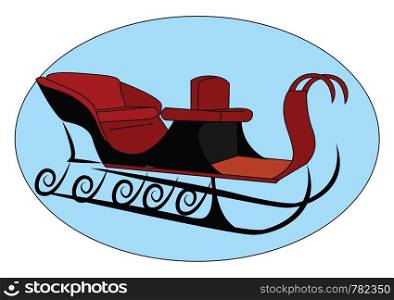 Snow sleigh, illustration, vector on white background.