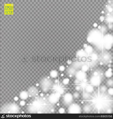 Snow, star, glitter line on a transparent background. Vector illustration . Abstract snowflake background. Festive shine ribbon. For Christmas, New Year, Birthday, holiday party invitation card. Snow, star, glitter line on a transparent background. Vector illustration 10 EPS. Abstract snowflake background. Festive shine ribbon. For Christmas, New Year, Birthday, holiday party invitation card