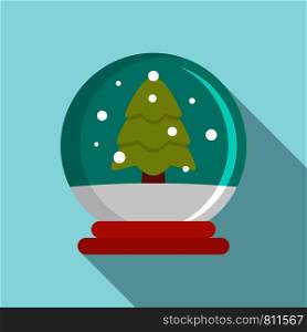 Snow tree glass ball icon. Flat illustration of snow tree glass ball vector icon for web design. Snow tree glass ball icon, flat style