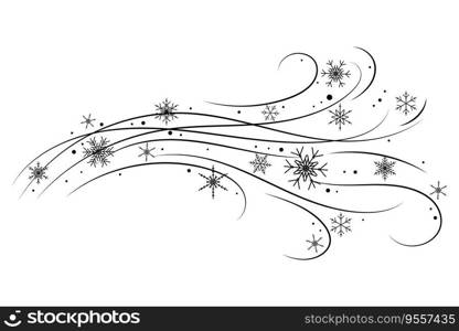 Snow wind doodle illustration. Flakes swirl blizzard. Wavy cold snowstorm. Vector wavy flow foe Christmas decoration.. Snow wind doodle illustration. Flakes swirl blizzard. Wavy cold snowstorm. Vector wavy flow foe Christmas decoration