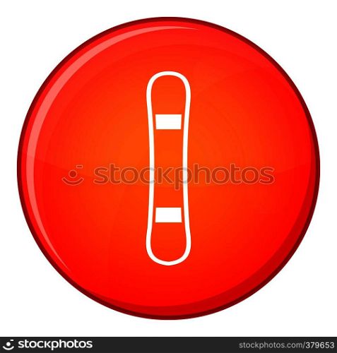Snowboard sport board icon in red circle isolated on white background vector illustration. Snowboard sport board icon, flat style