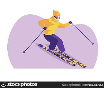 Snowboarder in action vector illustration