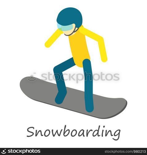 Snowboarding icon. Isometric of snowboarding vector icon for web design isolated on white background. Snowboarding icon, isometric style