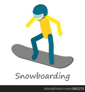 Snowboarding icon. Isometric of snowboarding vector icon for web design isolated on white background. Snowboarding icon, isometric style