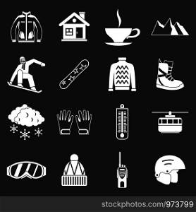 Snowboarding icons set vector white isolated on grey background . Snowboarding icons set grey vector