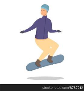 Snowboarding training icon cartoon vector. Sport school. Kid snowboard. Snowboarding training icon cartoon vector. Sport school