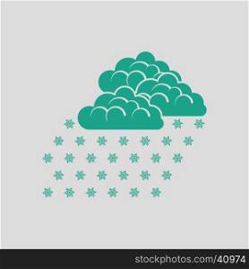 Snowfall icon. Gray background with green. Vector illustration.