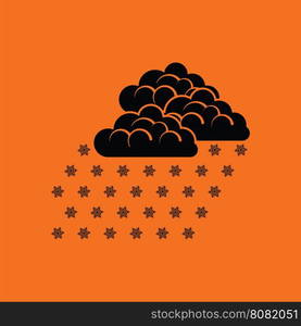 Snowfall icon. Orange background with black. Vector illustration.