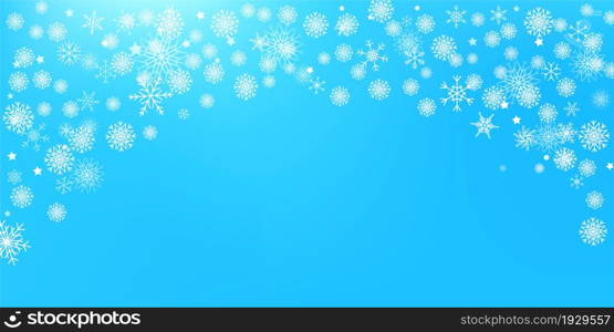 Snowfall Isolated on Holiday Blue Background in Realistic Style. Vector Snowflake Fantasy Wallpaper.. Snowfall Isolated on Holiday Blue Background in Realistic Style. Snowflake Fantasy Wallpaper.