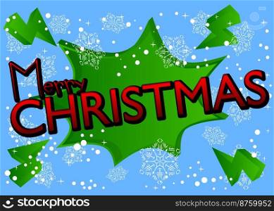 Snowflake background with Merry Christmas text. Holiday event poster, Winter, Snow, Christmas banner.
