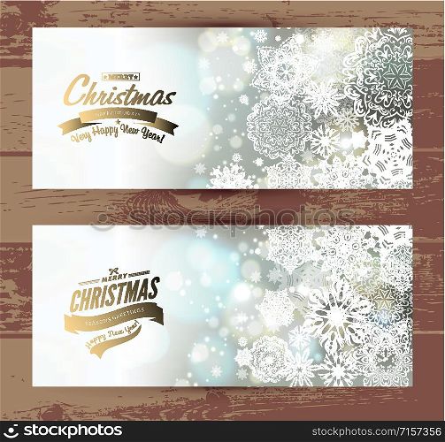 Snowflake backgroundset of christmass design banners set.