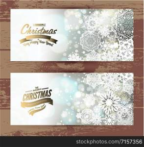 Snowflake backgroundset of christmass design banners set.