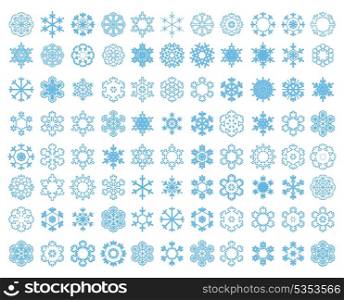 Snowflake. Blue snowflakes on a white background. A vector illustration