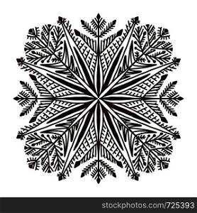 Snowflake Christmas illusration. Adult coloring book page. Creative New Year print. Snowflake Christmas illusration. Adult coloring book page. Creative New Year print.