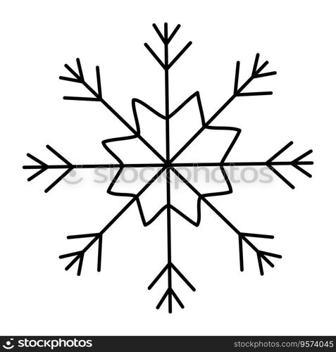 snowflake christmas winter cold pattern doodle line icon element vector illustration