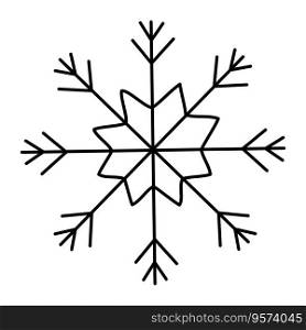 snowflake christmas winter cold pattern doodle line icon element vector illustration