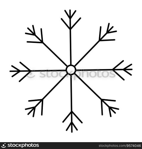 snowflake christmas winter cold pattern doodle line icon element vector illustration