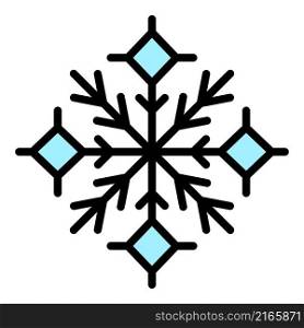 Snowflake element icon. Outline snowflake element vector icon color flat isolated. Snowflake element icon color outline vector