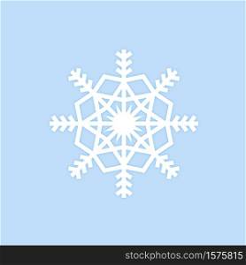 Snowflake. Flat style winter snowflake on blue background. Vector illustration