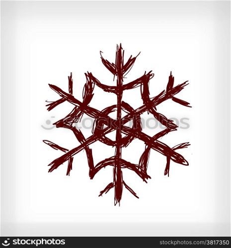 Snowflake. Hand drawn vector illustration on light grey background