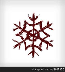 Snowflake. Hand drawn vector illustration on light grey background