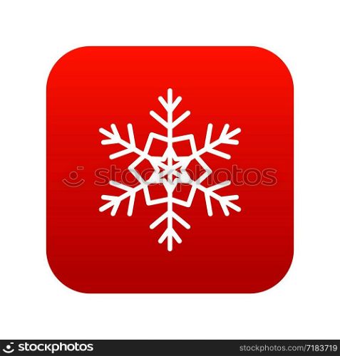 Snowflake icon digital red for any design isolated on white vector illustration. Snowflake icon digital red