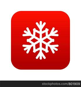 Snowflake icon digital red for any design isolated on white vector illustration. Snowflake icon digital red