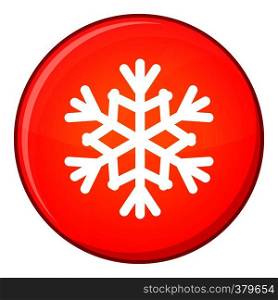 Snowflake icon in red circle isolated on white background vector illustration. Snowflake icon, flat style
