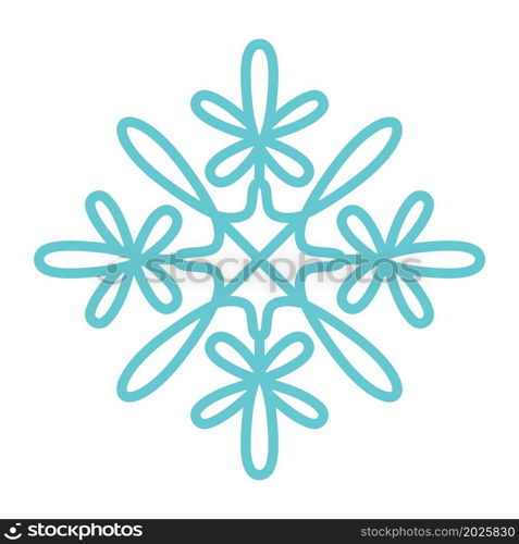 Snowflake icon. Simple flat vector line illustration isolated on white background. Silhouette flake of snow.