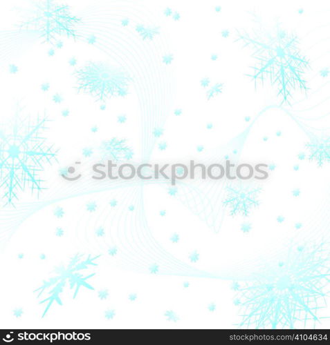 snowflake in a square tile with flowing lines in light blue