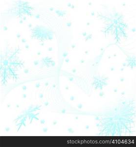 snowflake in a square tile with flowing lines in light blue