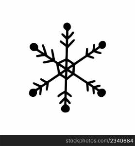 Snowflake in doodle style. Contour drawing. Icon for new year and Christmas.