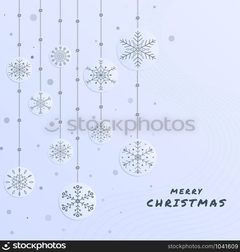 Snowflake modern with line style merry christmas banner winter white snow art. vector illustration