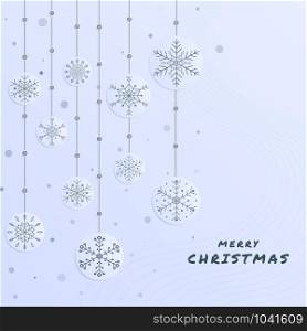 Snowflake modern with line style merry christmas banner winter white snow art. vector illustration