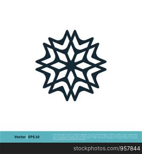 Snowflake Ornamental Icon Vector Logo Template Illustration Design. Vector EPS 10.