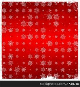Snowflake pattern on red aged grungy card
