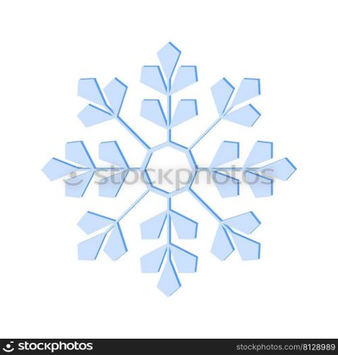 Snowflake semi flat color vector element. Full sized object on white. Wintertime. Christmas decoration. Frozen drop of water simple cartoon style illustration for web graphic design and animation. Snowflake semi flat color vector element