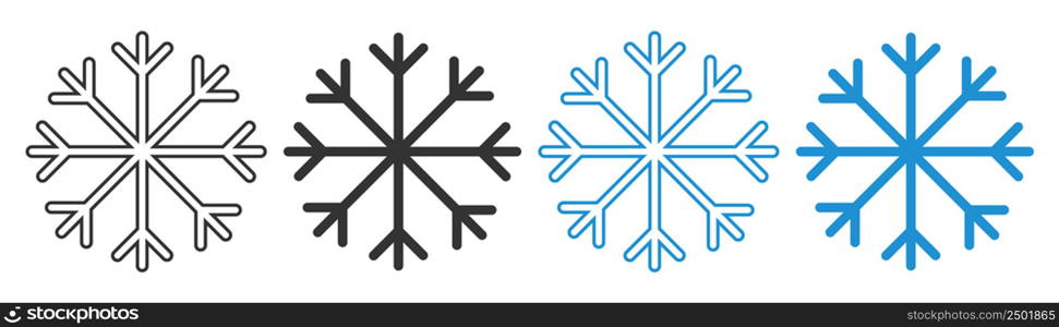 Snowflake set. Christmas decor illustration symbol. Sign winter vector.