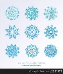 Snowflake set for winter design. Set of snowflakes.. Set of blue vector snowflakes.
