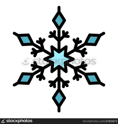 Snowflake shape icon. Outline snowflake shape vector icon color flat isolated. Snowflake shape icon color outline vector