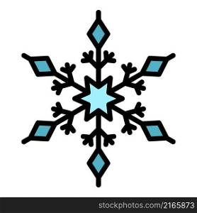 Snowflake shape icon. Outline snowflake shape vector icon color flat isolated. Snowflake shape icon color outline vector