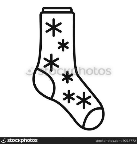 Snowflake sock icon outline vector. Cotton design. High sock. Snowflake sock icon outline vector. Cotton design