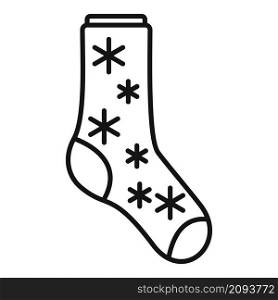 Snowflake sock icon outline vector. Cotton design. High sock. Snowflake sock icon outline vector. Cotton design