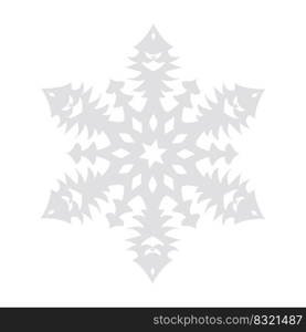 Snowflake vector graphics on a white background cut out of paper , 6 rays.