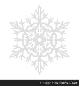 Snowflake vector graphics on a white background cut out of paper , 6 rays.