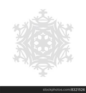 Snowflake vector graphics on a white background cut out of paper , 6 rays.